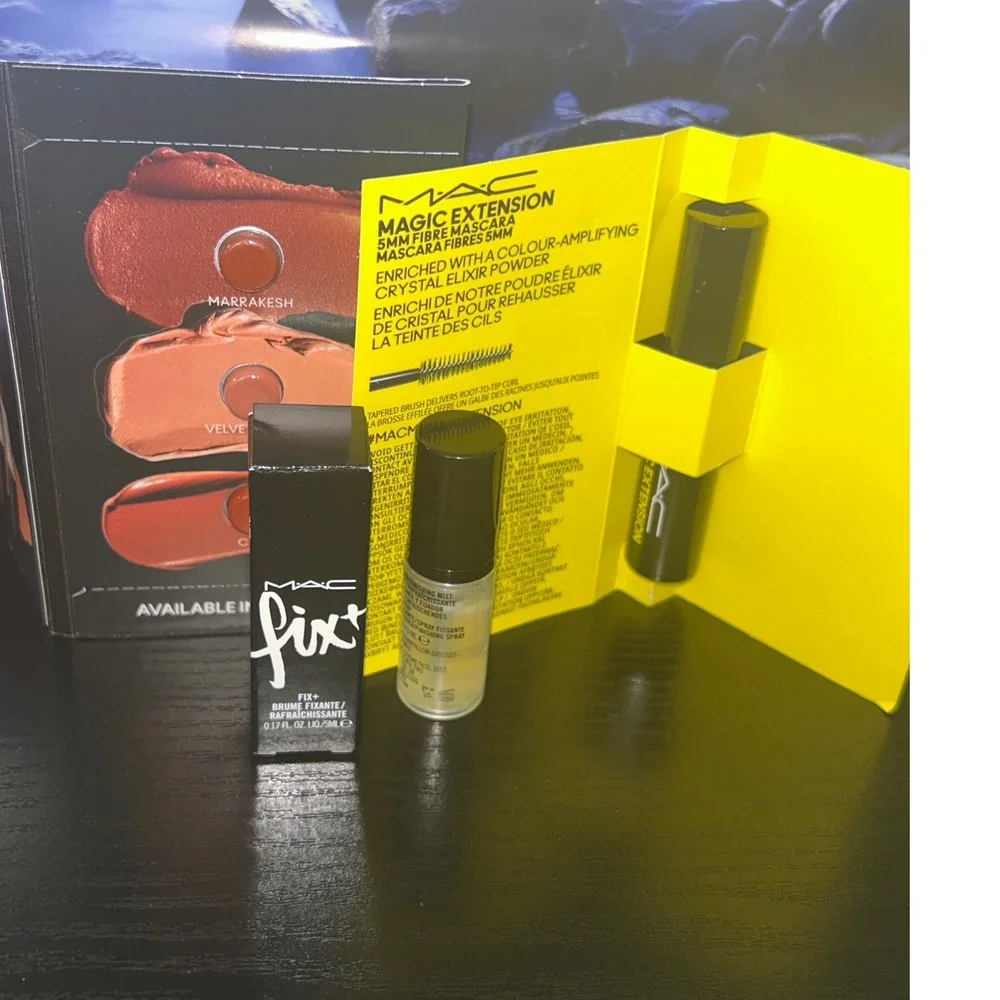 MAC Magic Extension 5mm‎ Fiber Mascara Fix+ Rouge Fixante Sampler New